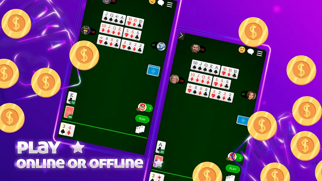 Scala 40 Online - Card Game (Скала 40 Онлайн)  [МОД Unlimited Money] Screenshot 5