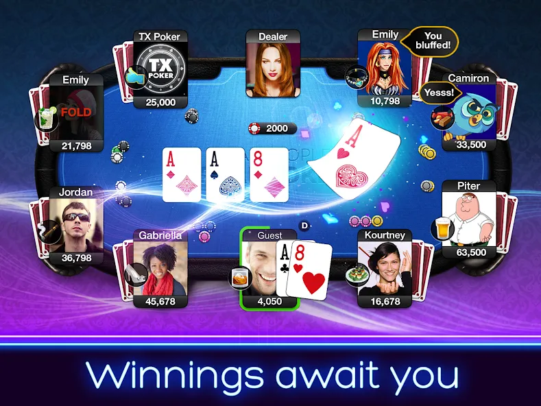 TX Poker - Texas Holdem Poker  [МОД Много монет] Screenshot 2