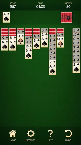 Spider Solitaire: Card Game (Спайдер Солитер)  [МОД Unlimited Money] Screenshot 3