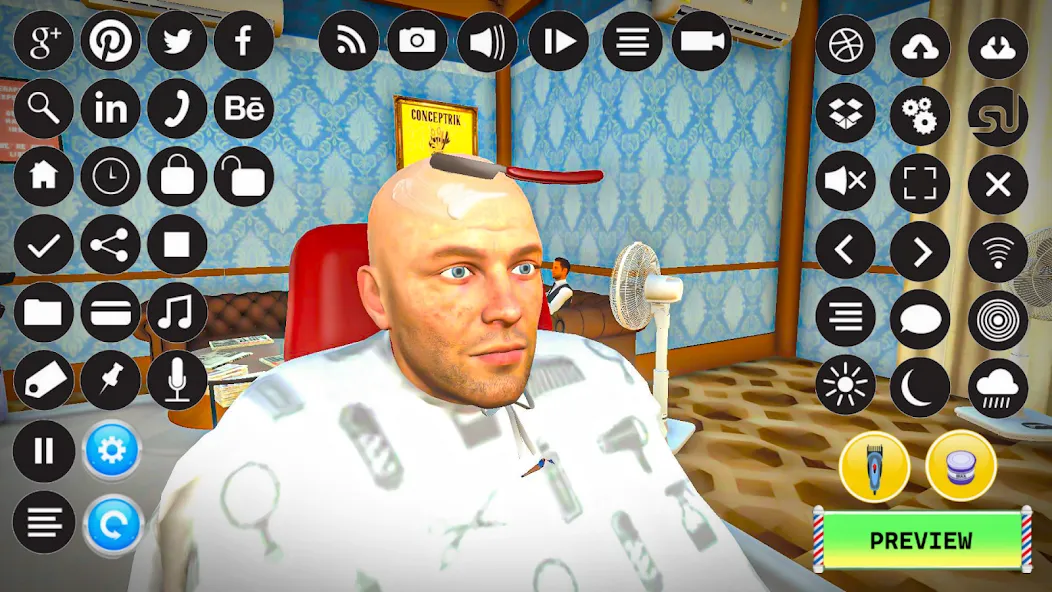 Barber Shop Hair Cut Sim Games (Барбершоп игры на подстригание волос)  [МОД Много денег] Screenshot 1