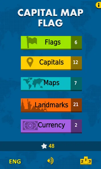 Capital Map Flag - geo quiz  [МОД Много денег] Screenshot 1