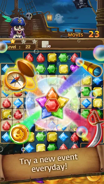 Jewels Ghost Ship: jewel games (Джуэлз Гост Шип)  [МОД Бесконечные деньги] Screenshot 2