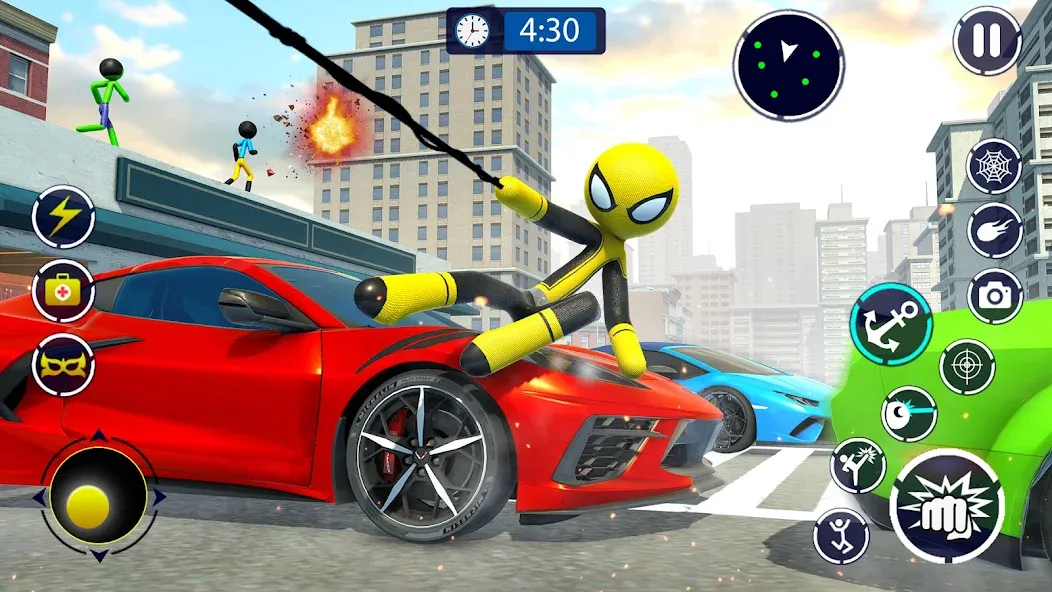 Spider Stickman Rope Hero Game  [МОД Unlocked] Screenshot 1