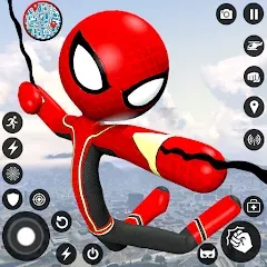 Взломанная Spider Stickman Rope Hero Game  [МОД Unlocked] - полная версия apk на Андроид