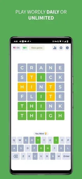 Wordly - Daily Word Game  [МОД Бесконечные деньги] Screenshot 1