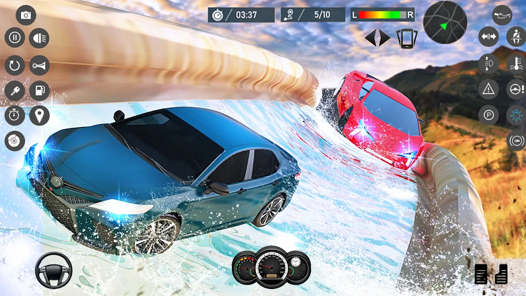 Water Slide Car Race games (Ватер Слайд Кар Рейс игры)  [МОД Много монет] Screenshot 2