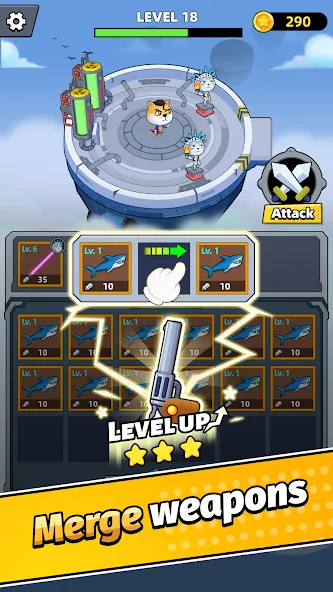 Merge Weapons：Air Island TD  [МОД Menu] Screenshot 2