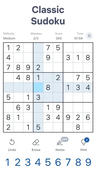 Sudoku.com - Classic Sudoku  [МОД Unlocked] Screenshot 1