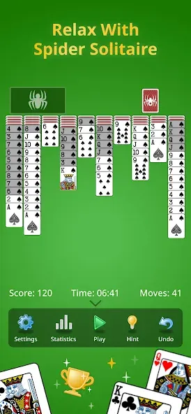 Spider Solitaire Classic  [МОД Unlocked] Screenshot 1