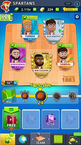 Idle Five Basketball tycoon (Айдл Файв Баскетбольный тайкун)  [МОД Бесконечные монеты] Screenshot 3