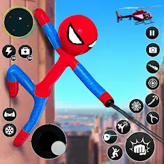 Взлом Flying Stickman Rope Hero Game  [МОД Меню] - стабильная версия apk на Андроид