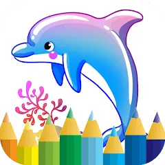 Взломанная dolphin coloring game (дельфин раскраска игра)  [МОД Menu] - стабильная версия apk на Андроид