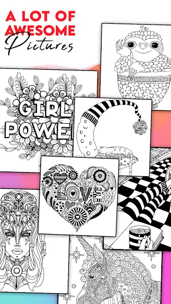 Coloring for adults offline  [МОД Бесконечные деньги] Screenshot 2