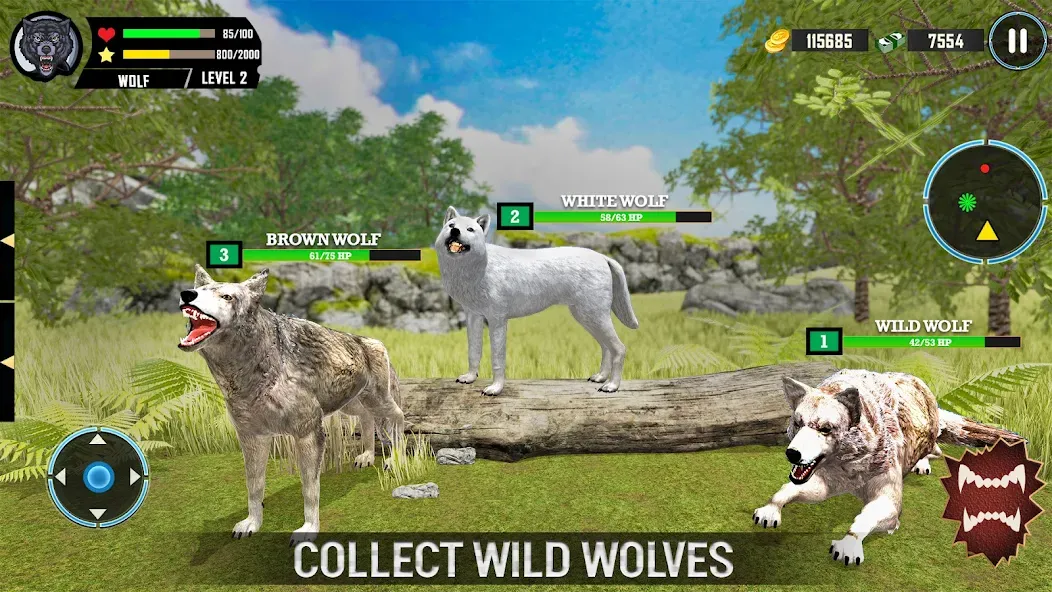 Wild Wolf Simulator Games  [МОД Много монет] Screenshot 3