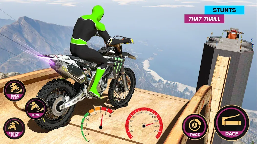 Racing Bike Stunt Games Master (Гонки на мотоциклах Мастер игр в трюки)  [МОД Много монет] Screenshot 2