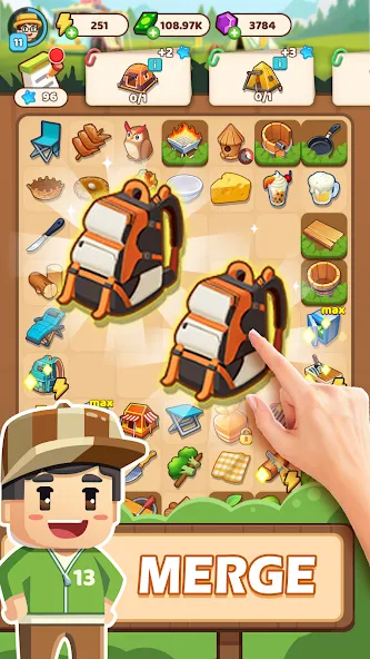 Campsite Craze: Puzzle Merge (Кемпинговая Лихорадка)  [МОД Бесконечные монеты] Screenshot 2