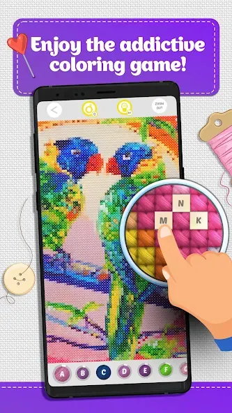 Cross Stitch Coloring Art (Кроссстич окрашивание искусства)  [МОД Unlimited Money] Screenshot 1