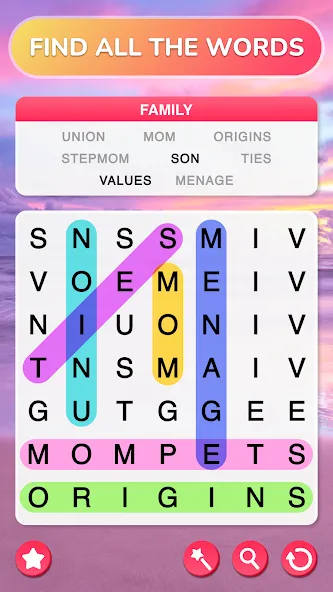 Word Search - Word Puzzle Game  [МОД Все открыто] Screenshot 1