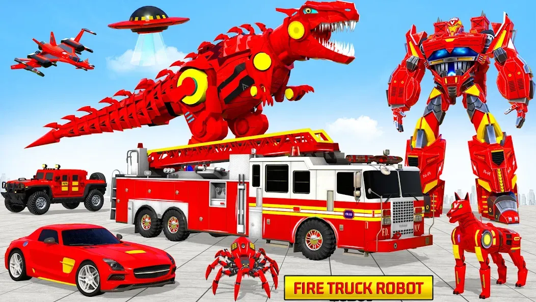 Fire Truck Robot Car Game  [МОД Много монет] Screenshot 2