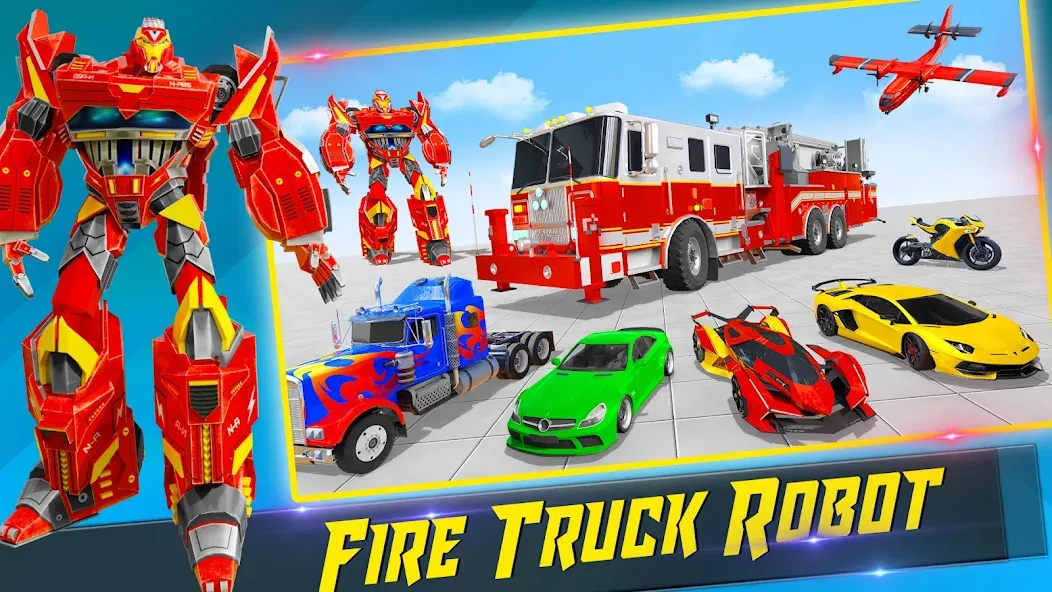 Fire Truck Robot Car Game  [МОД Много монет] Screenshot 4