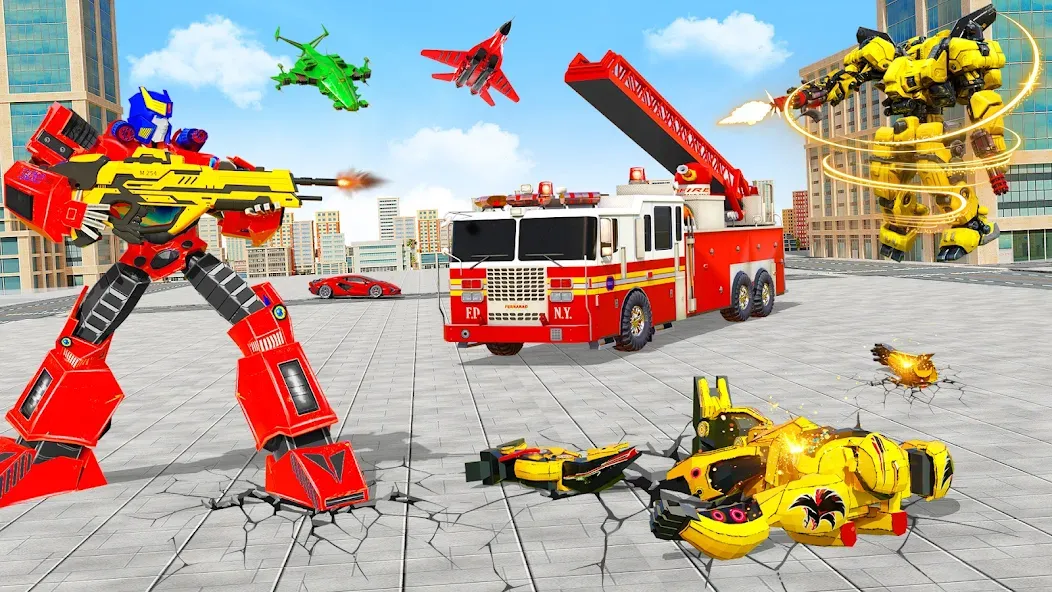 Fire Truck Robot Car Game  [МОД Много монет] Screenshot 5