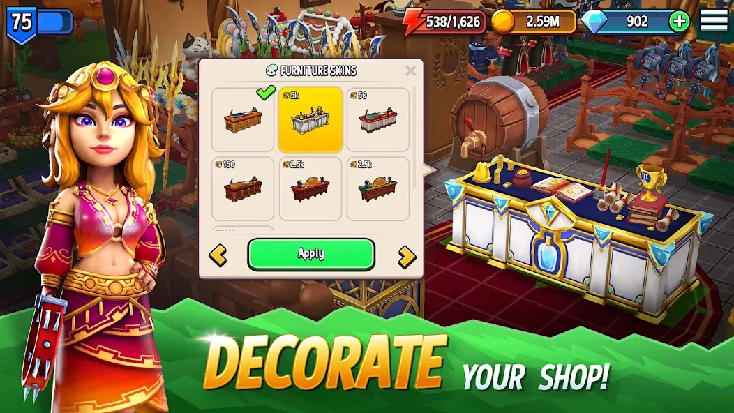 Shop Titans: RPG Idle Tycoon (Шоп Тайтанс)  [МОД Бесконечные деньги] Screenshot 3