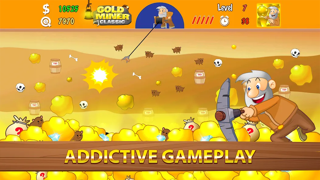 Gold Miner Classic: Gold Rush (Голд Майнер Классик)  [МОД Много монет] Screenshot 2