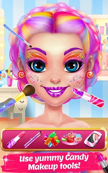 Candy Makeup Beauty Game  [МОД Много денег] Screenshot 2