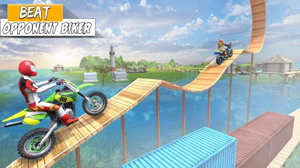 Bike Stunt Games Stunt Bike 3D (Байк стант рэмп игра Байк Джамп)  [МОД Много денег] Screenshot 5