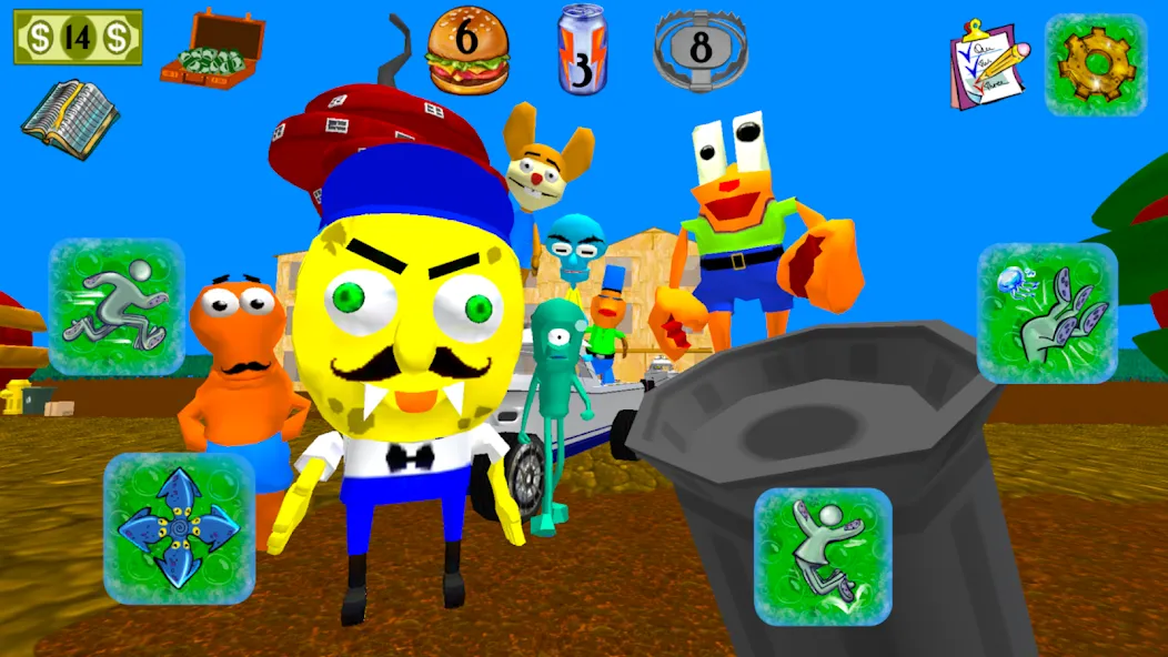 Sponge Neighbor Escape 3D (Спонж Сосед Побег 3D)  [МОД Бесконечные монеты] Screenshot 3