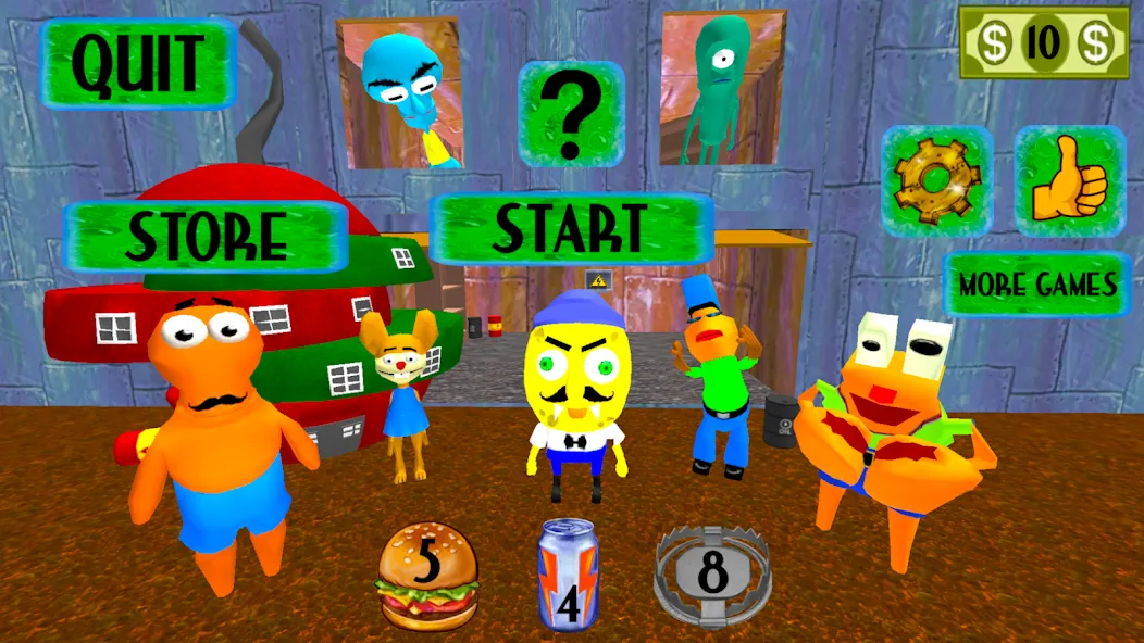 Sponge Neighbor Escape 3D (Спонж Сосед Побег 3D)  [МОД Бесконечные монеты] Screenshot 5