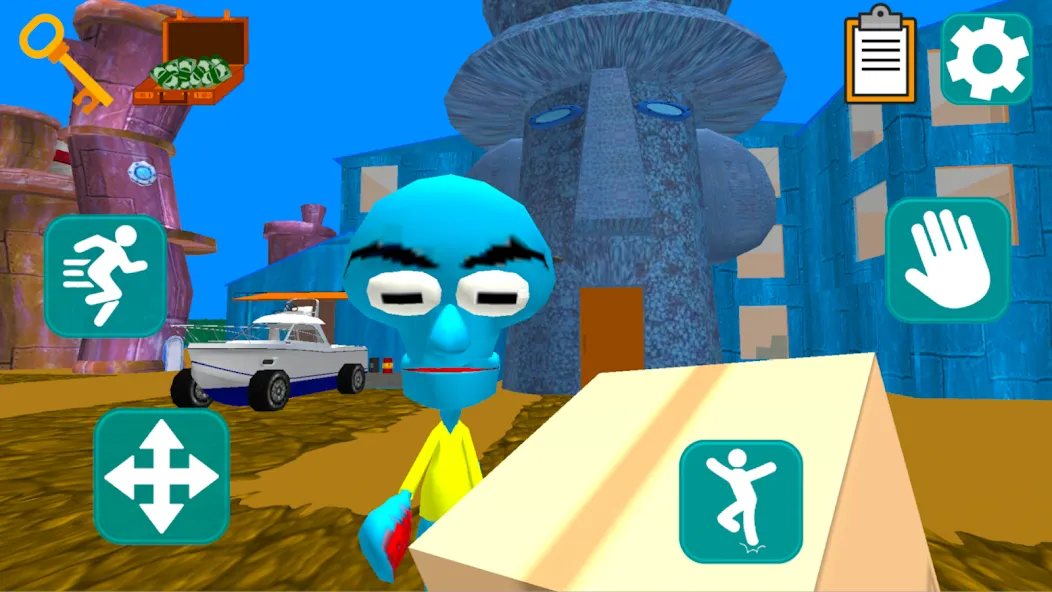 Squid Neighbor. Sponge Escape  [МОД Unlimited Money] Screenshot 1