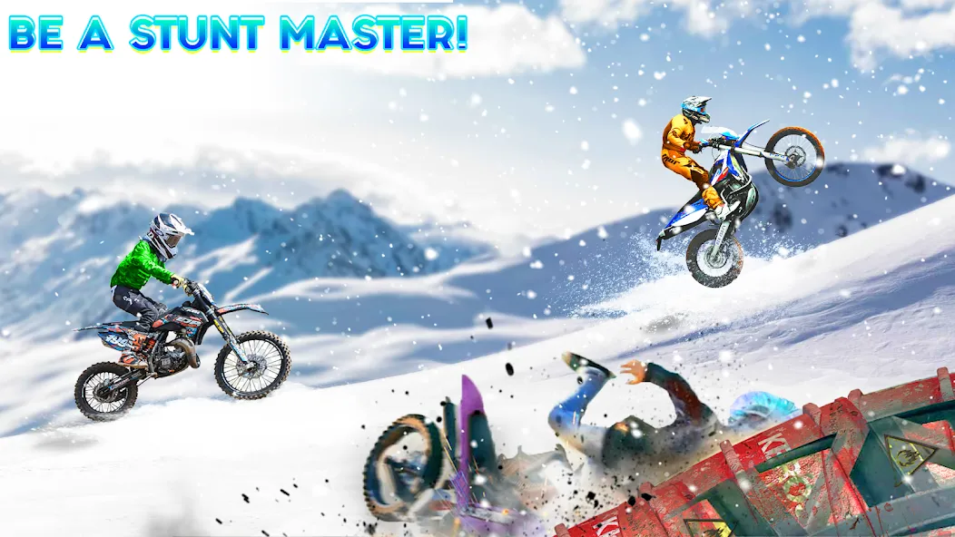 Snow Tricky Bike Stunt Race 3D  [МОД Бесконечные монеты] Screenshot 3