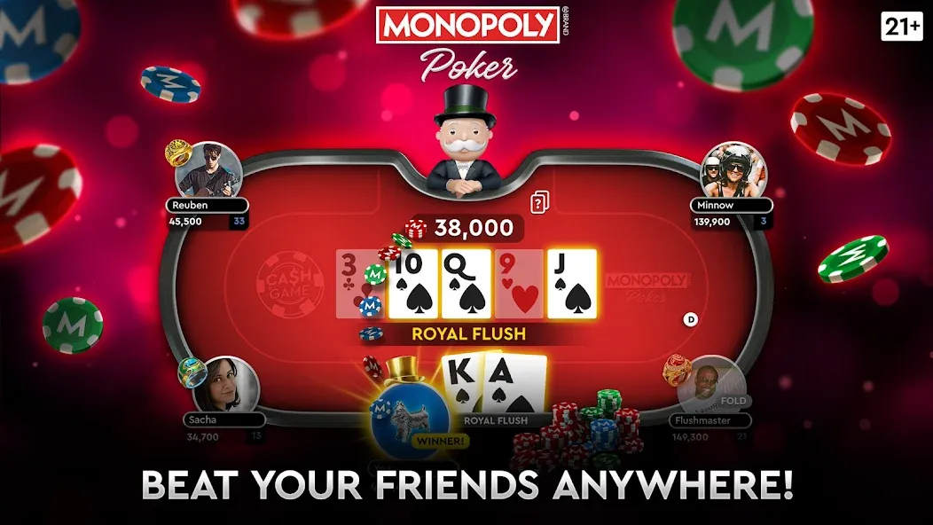 MONOPOLY Poker - Texas Holdem (МОНОПОЛИЯ Покер)  [МОД Бесконечные монеты] Screenshot 3