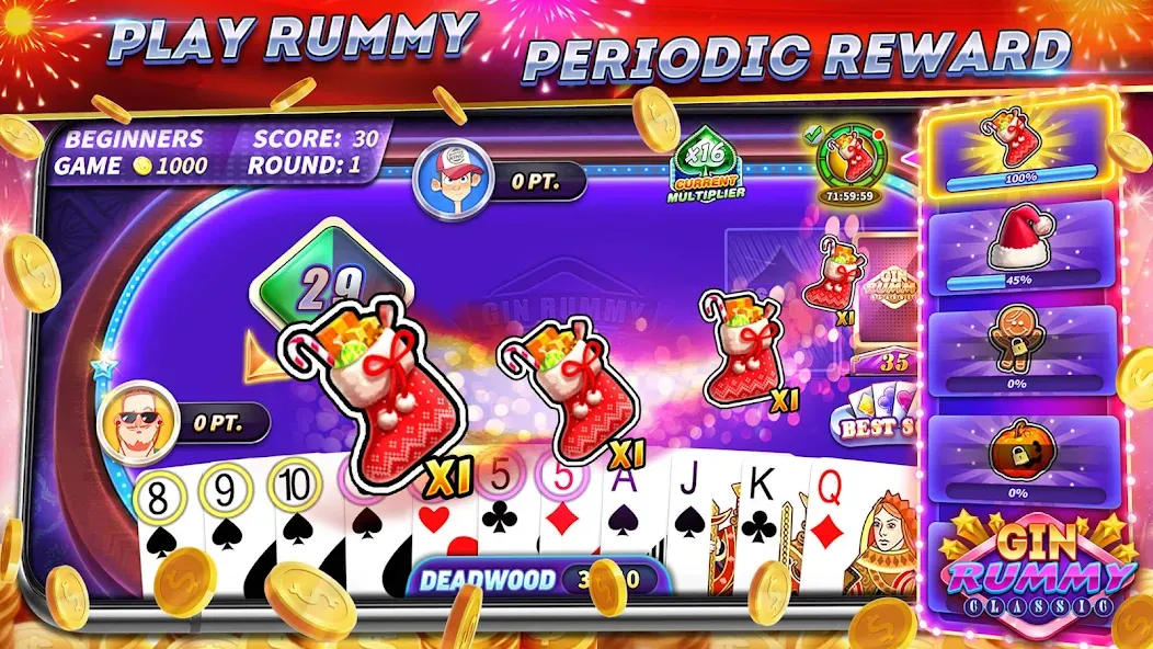 Gin Rummy Online & Offline  [МОД Много монет] Screenshot 1