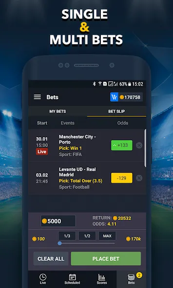 Sports Betting Game - BETUP  [МОД Бесконечные монеты] Screenshot 5