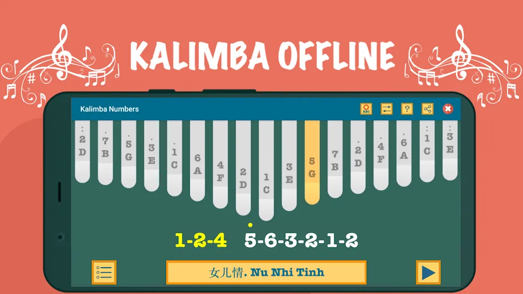 Kalimba App With Songs Numbers (Калимба приложение с песнями и цифрами)  [МОД Бесконечные деньги] Screenshot 1