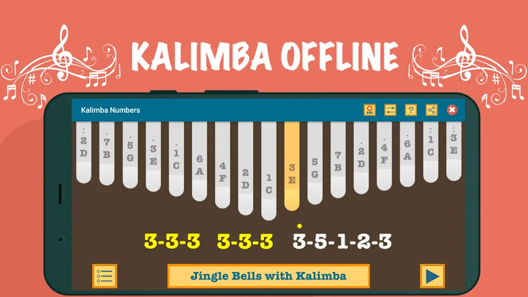 Kalimba App With Songs Numbers (Калимба приложение с песнями и цифрами)  [МОД Бесконечные деньги] Screenshot 2