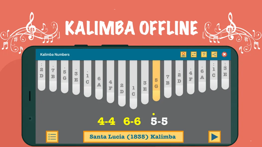 Kalimba App With Songs Numbers (Калимба приложение с песнями и цифрами)  [МОД Бесконечные деньги] Screenshot 4